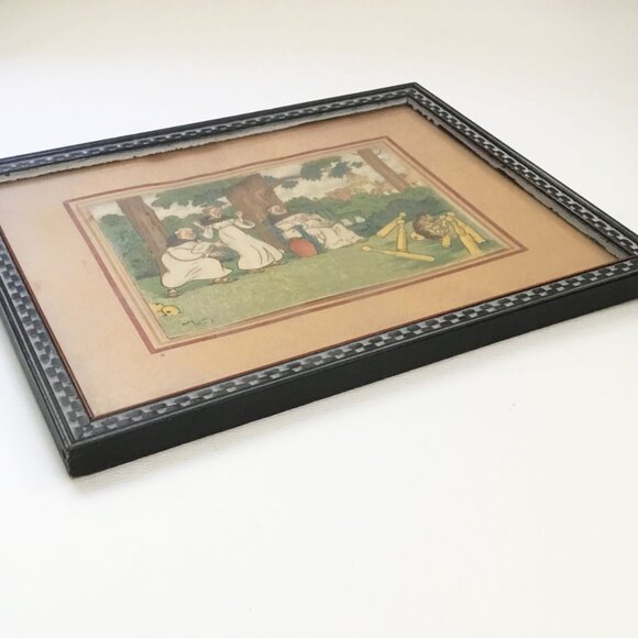 Vintage Harry Eliott Franciscan Monks Friars Lawn Bowling Framed Art Print - Picture 6 of 10